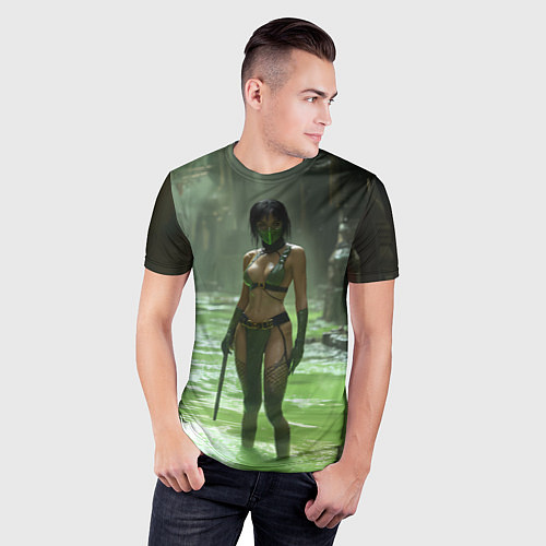 Мужская спорт-футболка Джейд в кислоте мортал комбат / 3D-принт – фото 3