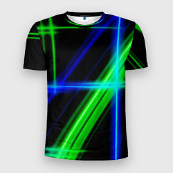 Футболка спортивная мужская Color blue black green, цвет: 3D-принт