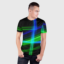 Футболка спортивная мужская Color blue black green, цвет: 3D-принт — фото 2