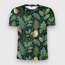 Футболка спортивная мужская Совы в лесу, цвет: 3D-принт