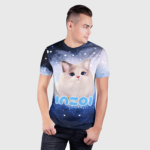 Мужская спорт-футболка Inzoi логотип с белой кошечкой / 3D-принт – фото 3