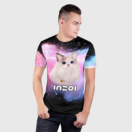 Мужская спорт-футболка Inzoi логотип и кошечка на облаке / 3D-принт – фото 3
