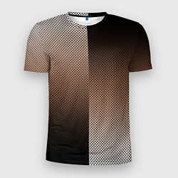 Мужская спорт-футболка Чёрно-коричневый текстурный градиент пополам