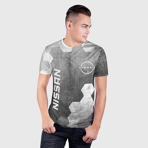 Мужская спорт-футболка Nissan - grey gradient вертикально / 3D-принт – фото 3