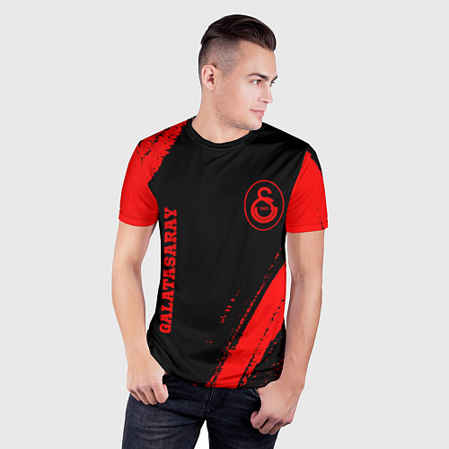 Мужская спорт-футболка Galatasaray - red gradient вертикально / 3D-принт – фото 3