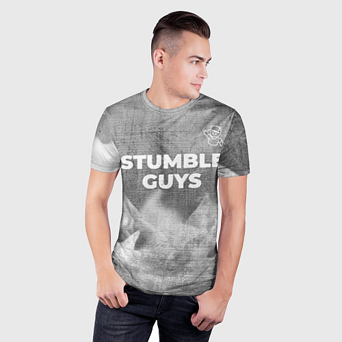 Мужская спорт-футболка Stumble Guys - grey gradient посередине / 3D-принт – фото 3