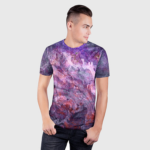 Мужская спорт-футболка Абстракция - purple space stone / 3D-принт – фото 3