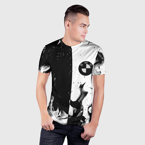 Мужская спорт-футболка BMW black fire / 3D-принт – фото 3