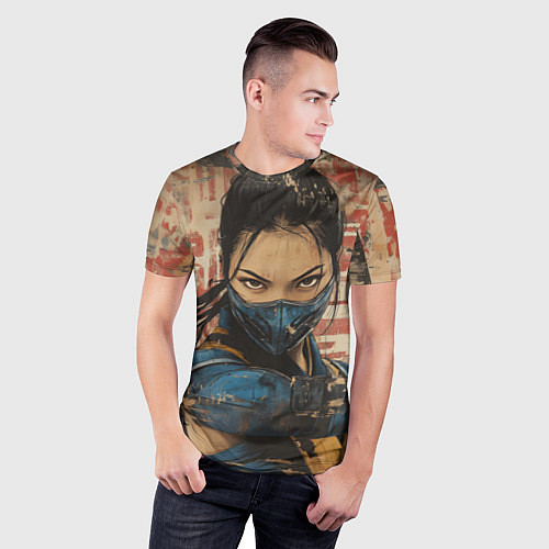 Мужская спорт-футболка Боец Мортал комбат Китана / 3D-принт – фото 3