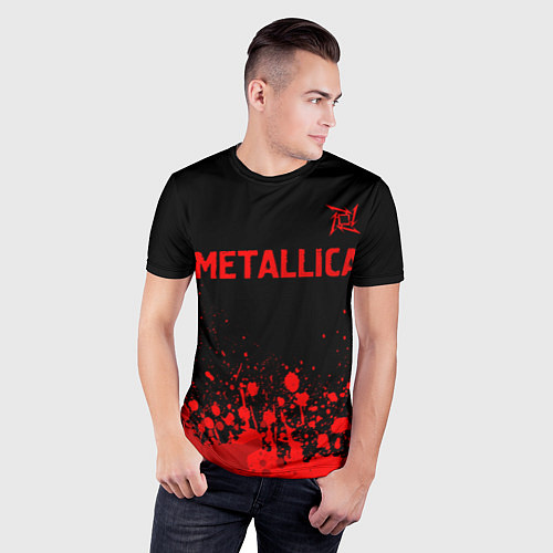 Мужская спорт-футболка Metallica - red gradient посередине / 3D-принт – фото 3