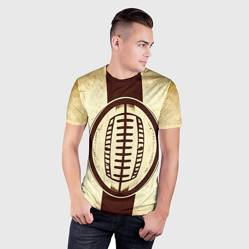 Мужская спорт-футболка Мяч регби на бежевом / 3D-принт – фото 3