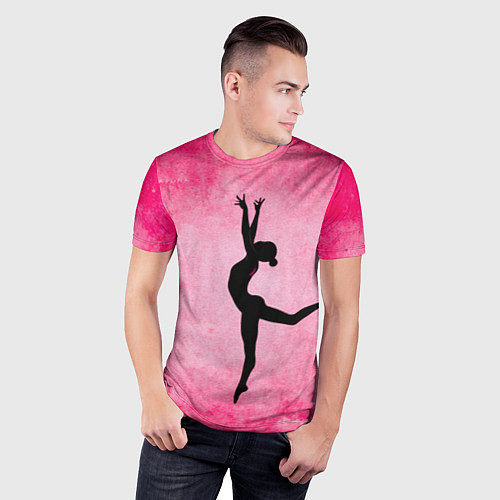 Мужская спорт-футболка Спортивная гимнастика на розовом / 3D-принт – фото 3