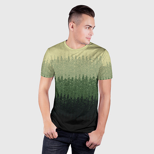 Мужская спорт-футболка Зелёный полосами от светлого к тёмному текстурные / 3D-принт – фото 3