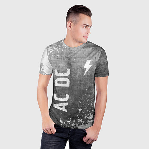 Мужская спорт-футболка AC DC - grey gradient вертикально / 3D-принт – фото 3