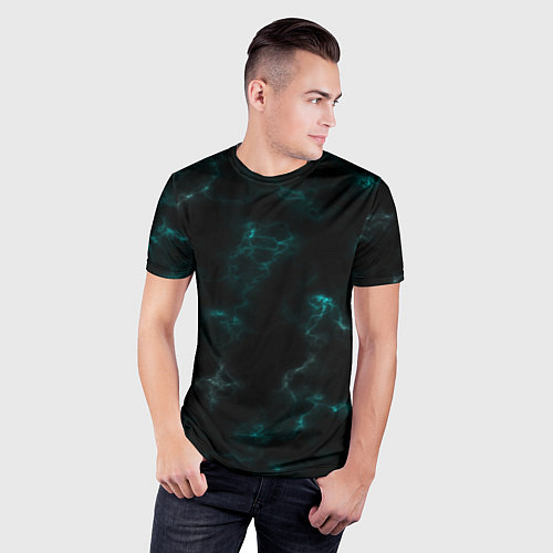 Мужская спорт-футболка Color black turquoise / 3D-принт – фото 3