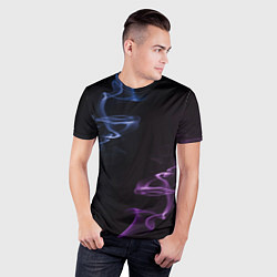 Футболка спортивная мужская Color black blue pink, цвет: 3D-принт — фото 2