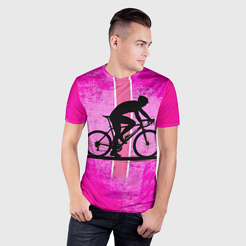 Мужская спорт-футболка Триатлонист на розовом / 3D-принт – фото 3