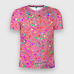 Мужская спорт-футболка Розовый с разноцветными брызгами