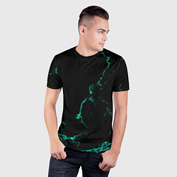 Футболка спортивная мужская Color black turquoise, цвет: 3D-принт — фото 2