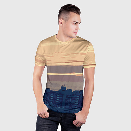 Мужская спорт-футболка Городской пейзаж стилизованный / 3D-принт – фото 3