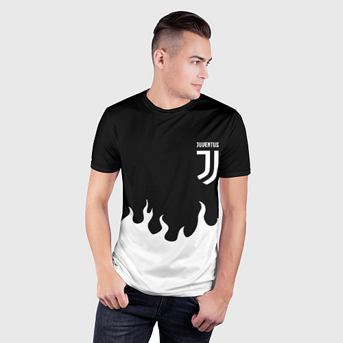 Мужская спорт-футболка Ювентус белый огонь / 3D-принт – фото 3