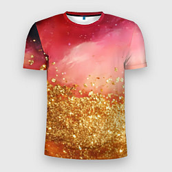 Футболка спортивная мужская Золотая пыльца на розовой текстуре, цвет: 3D-принт
