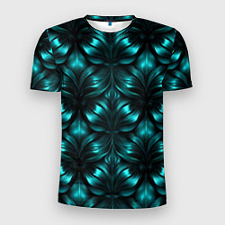 Футболка спортивная мужская Зеленые узоры из абстрактных листьев - блестящий п, цвет: 3D-принт