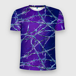 Футболка спортивная мужская Проволока на сине-фиолетовом фоне - абстрактная те, цвет: 3D-принт