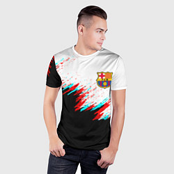 Футболка спортивная мужская Barcelona глитч краски, цвет: 3D-принт — фото 2