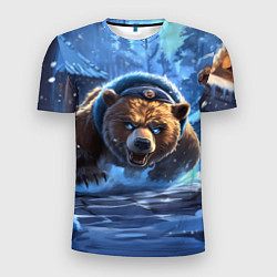 Футболка спортивная мужская Злой русский медведь иллюстрация, цвет: 3D-принт