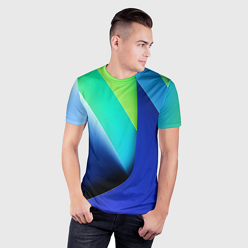 Мужская спорт-футболка Color blue green / 3D-принт – фото 3