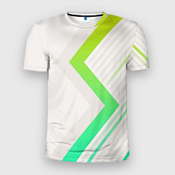 Мужская спорт-футболка Color white line green