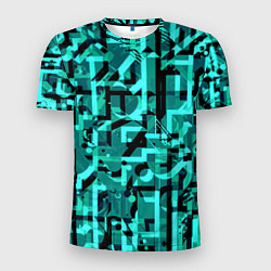 Мужская спорт-футболка Неоновый голубой объёмный эффект