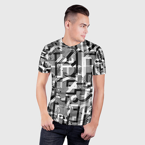Мужская спорт-футболка Серый объёмный эффект / 3D-принт – фото 3