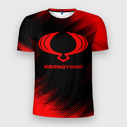 Футболка спортивная мужская SsangYong - red gradient, цвет: 3D-принт