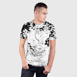 Футболка спортивная мужская Тоттенхэм черно белые краски, цвет: 3D-принт — фото 2