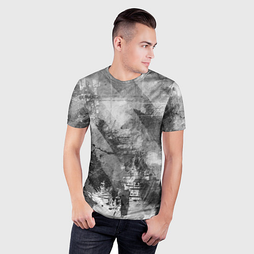 Мужская спорт-футболка Абстракция - atomic gray / 3D-принт – фото 3