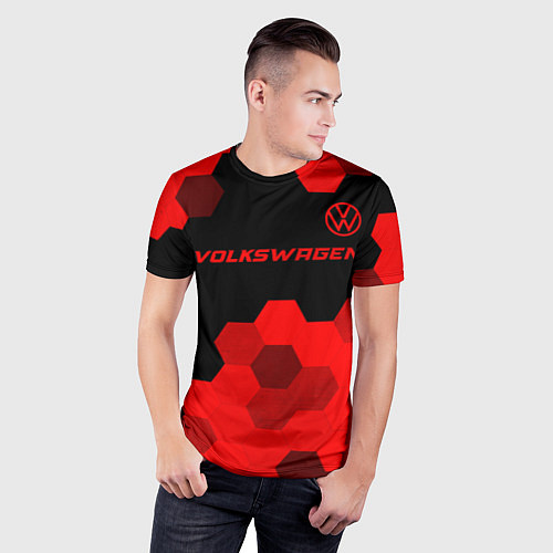 Мужская спорт-футболка Volkswagen - red gradient посередине / 3D-принт – фото 3