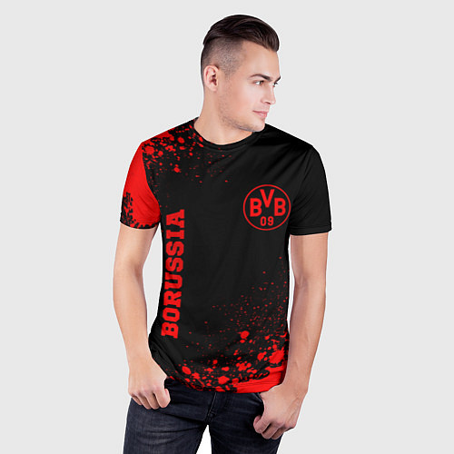 Мужская спорт-футболка Borussia - red gradient вертикально / 3D-принт – фото 3