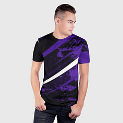 Футболка спортивная мужская Color black purple line, цвет: 3D-принт — фото 2