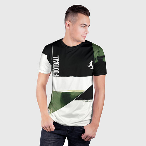 Мужская спорт-футболка Футбол на фоне брызг красок / 3D-принт – фото 3