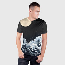 Футболка спортивная мужская Японские волны и луна, цвет: 3D-принт — фото 2