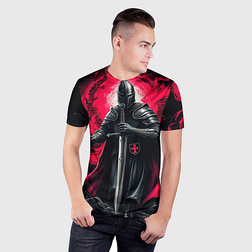 Мужская спорт-футболка Рыцарь-крестоносец ордена красной звезды / 3D-принт – фото 3