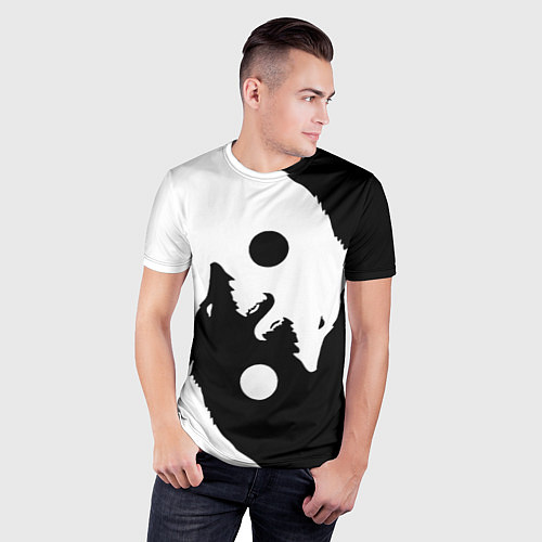 Мужская спорт-футболка Black and white wolfs / 3D-принт – фото 3