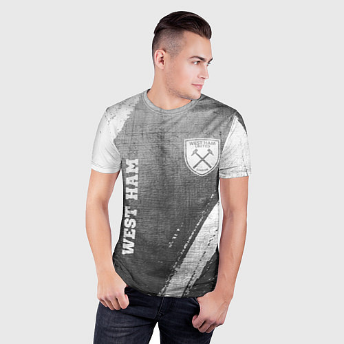 Мужская спорт-футболка West Ham - grey gradient вертикально / 3D-принт – фото 3