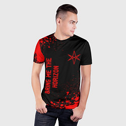 Футболка спортивная мужская Bring Me the Horizon - red gradient вертикально, цвет: 3D-принт — фото 2