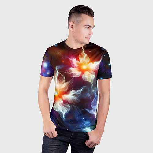 Мужская спорт-футболка Космические лилии / 3D-принт – фото 3