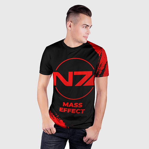 Мужская спорт-футболка Mass Effect - red gradient / 3D-принт – фото 3
