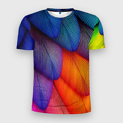 Мужская спорт-футболка Радужные перья попугая
