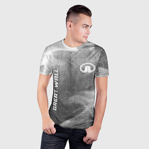 Мужская спорт-футболка Great Wall - grey gradient вертикально / 3D-принт – фото 3